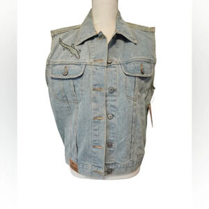 PS Gitano Vintage Embroidered Desert Denim Vest Women's Size Medium